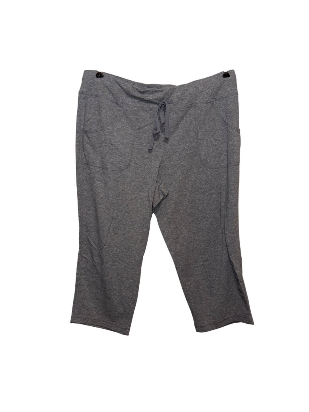 Athletic Works Womens Gray Capri Sweatpants Drawstring XL (16-18) Cotton Blend